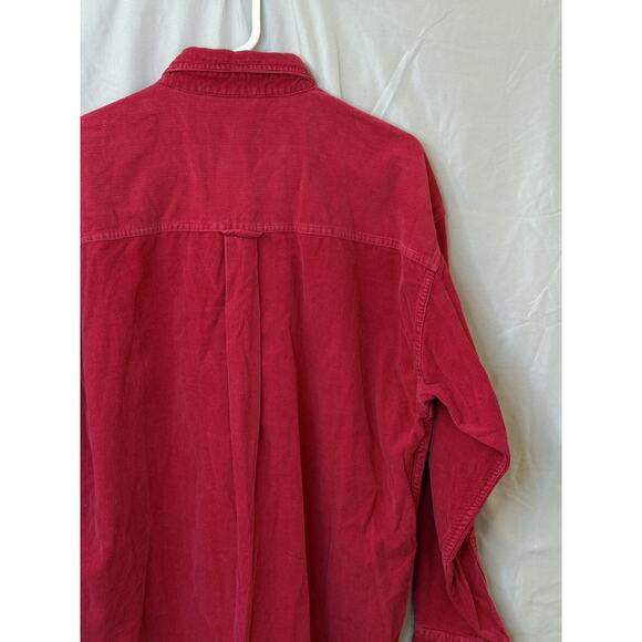 Ralph Lauren Polo Chaps Corduroy Button Up Red Shirt Long Sleeve Blaire Large - Picture 11 of 16